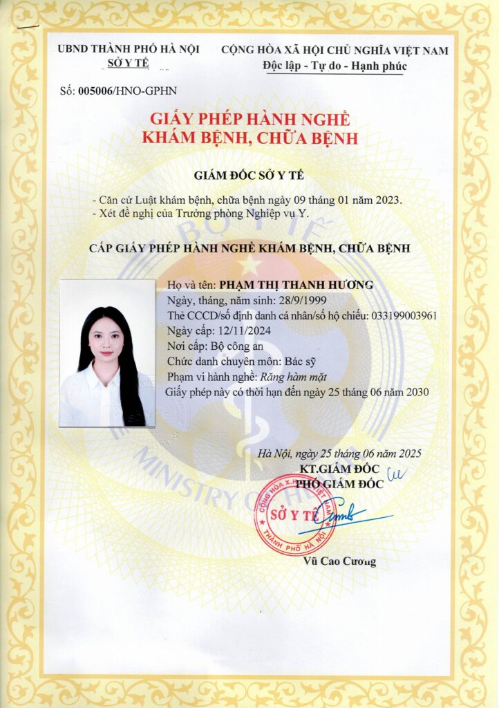 Giấy phép hành nghề khám chữa bệnh — BS. Phạm Thị Thanh Hương