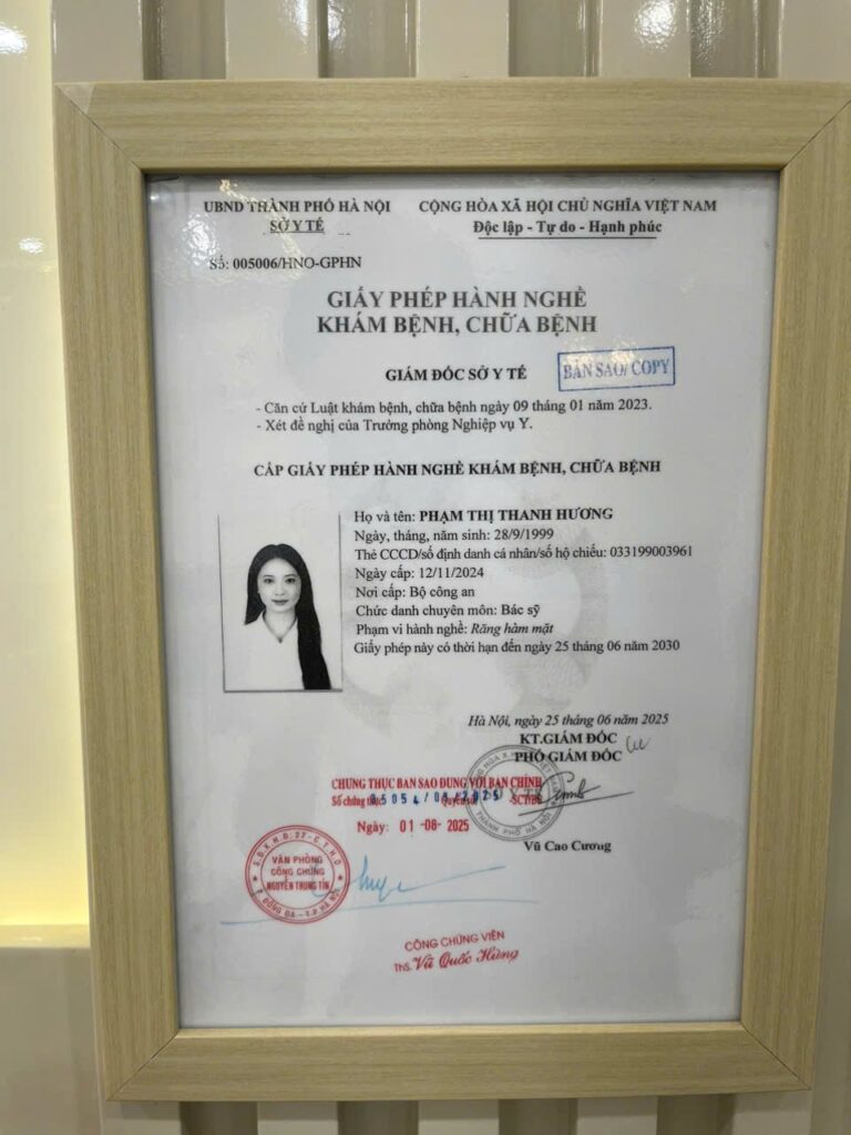 Giấy phép hành nghề khám chữa bệnh — BS. Phạm Thị Thanh Hương
